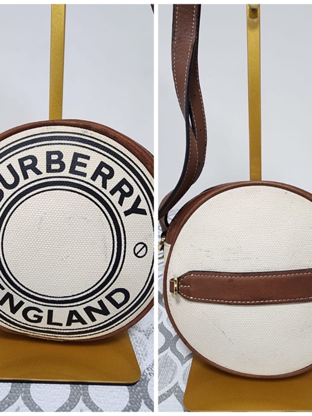Authentic BURBERRY Canvas Calfskin Louise Crossbody/Shoulder Bag Brown/Beige/Bla - Picture 10 of 16